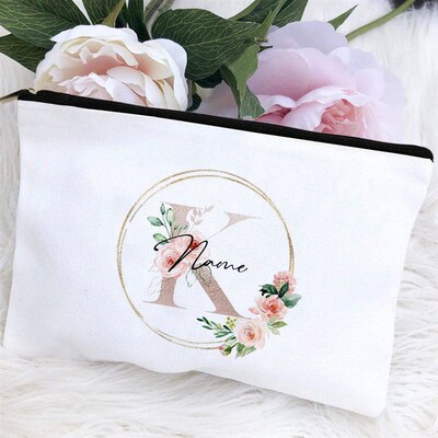 Personalized Cosmetic Bag with Name Bridesmaid Proposal Pers