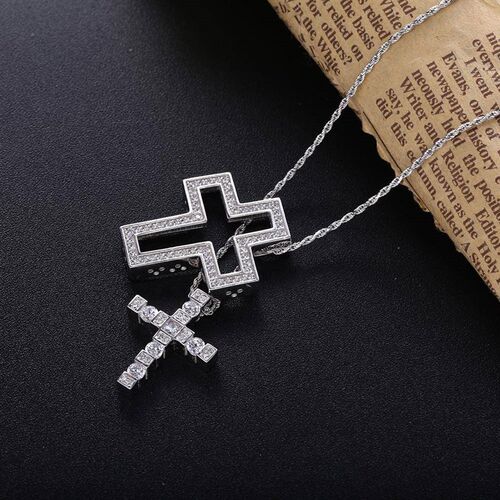 2021 New Sterling Silver Italy Luxulry Double Cross Move0