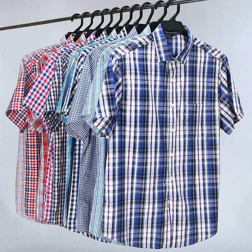 First Wolf Large Size Mens Short-sleeved Shirt Loose Casual