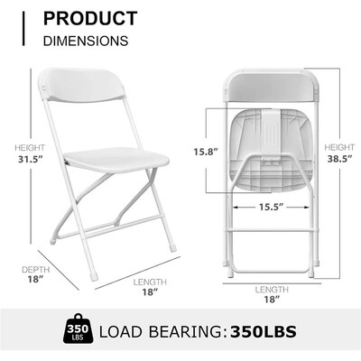 20 Pack Plastic Folding Chairs White,Lightweight Folding Ch