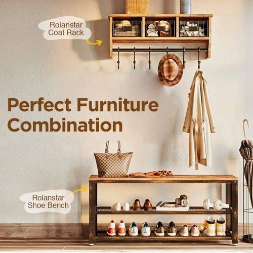 Shoe Bench, 3-Tier Shoe Rack, 39.4 Storage Entry Bench wit