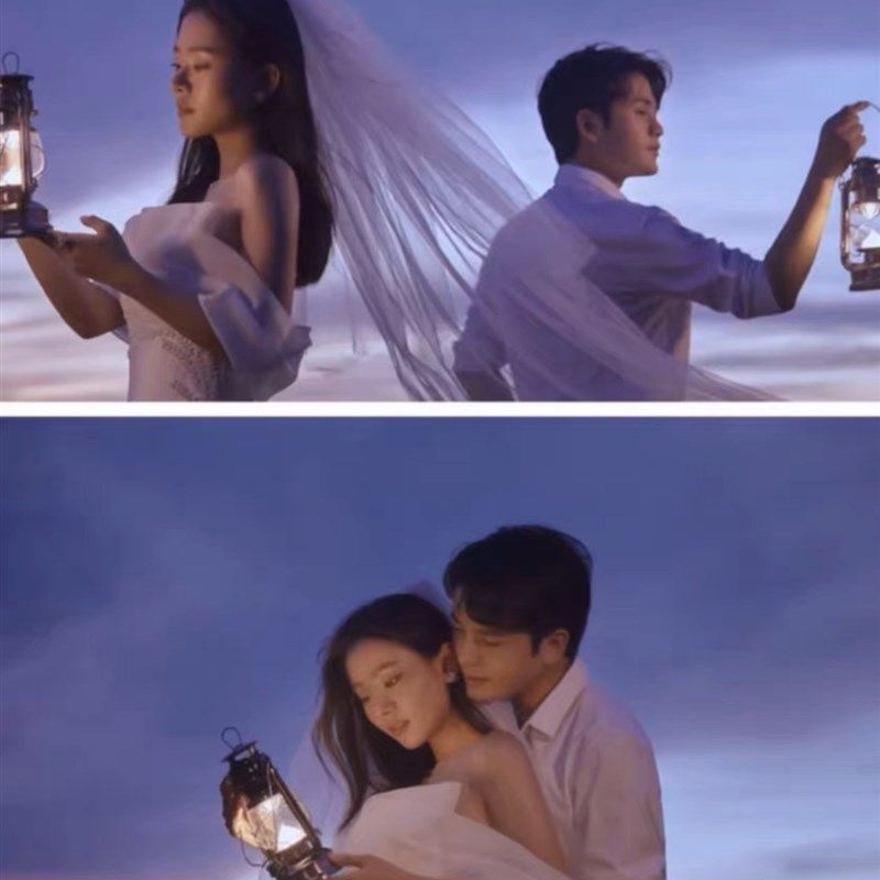 影楼婚纱外景写真拍照装饰露营椅子新娘夜景氛围摄影道具煤油灯伞