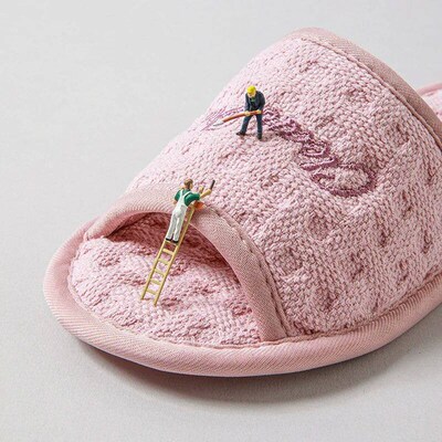 Cotton Soft Sole Silent Slippers Exposed Toes Neutral