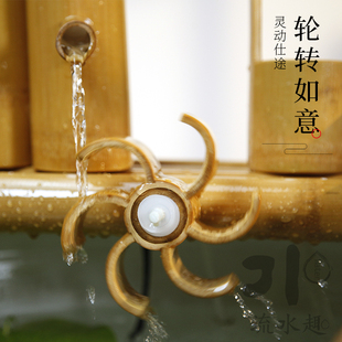 流水趣春节礼品竹子流水竹筒流水鱼缸石槽摆件招财流水
