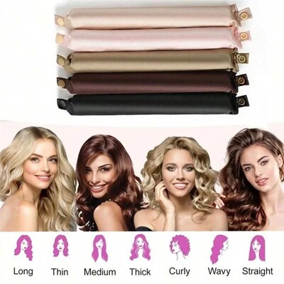 3Pcs Heatless Hair Curlers Satin Curling Rod Headband Heat S