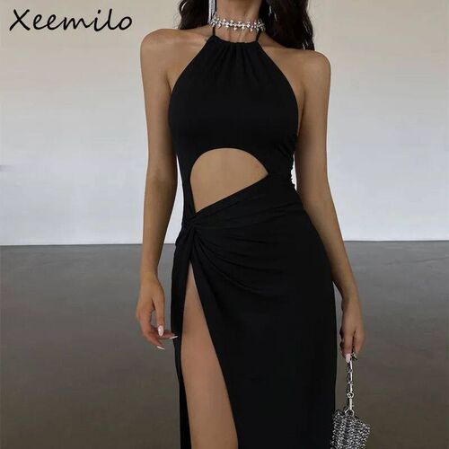 WhereMery Fashion Off Shoulder High-waist Backless Solid Lon