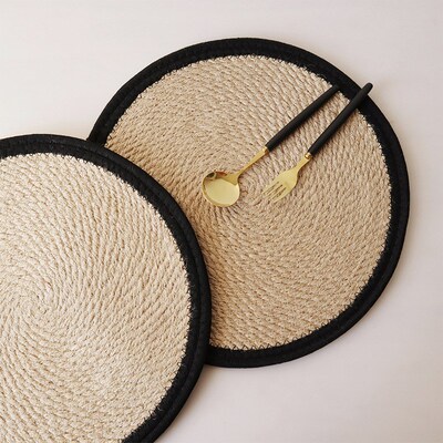 Cotton Rope Linen Grass Doublesided Placemat Table Heat Insu
