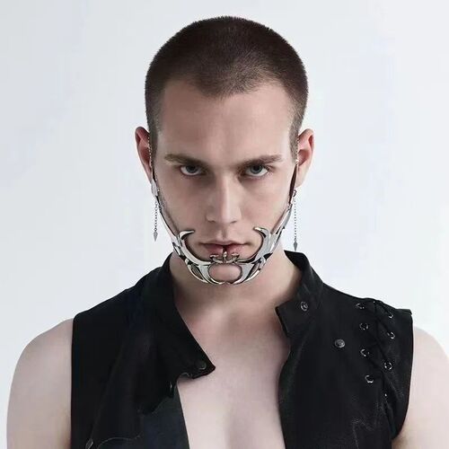Punk Alien Decent Nose Mechanical Mask Cosplay Chin Gothic