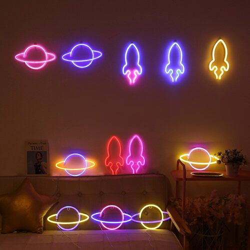 LED night lights stars moon clouds decoration neon wall lamp