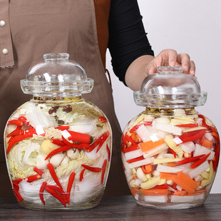 家用玻璃加厚四川泡菜坛子密封玻璃腌制罐腌咸菜缸大号菜坛子