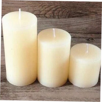 tall pillar real wax candles unscented 5*10 ivory white 180g
