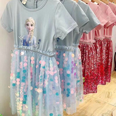 Kids Dress 2023 New Cotton Spring and Summer  Frozen Girls P