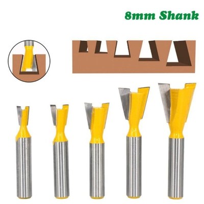 5pcs 8mm Shank Dovetail Joint Router Bits 1/4 3/8&rdq
