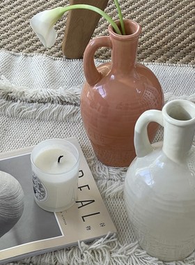 WHITE GRDEN法式田园风复古奶油风陶瓷花瓶客厅白色艺术插花摆件