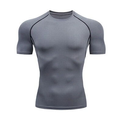 Mens Bodybuilding Sports Tight T-shirt Summer Compression O