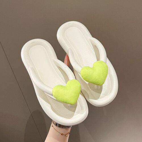 Rainbow Color Flip Flops Women Outwear 2023 Summer New Heart