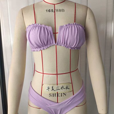 Womens split body Swimsuit Bikini V-shaped steel support so