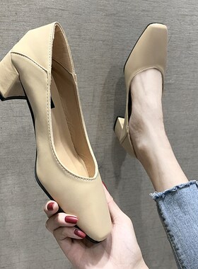 Spring 2025 TwoWear Womens Shoes MidHeel Chunky Heel SquareT