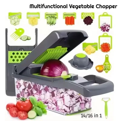 Multifunctional vegetable chopper 14/16 in one chopper handl