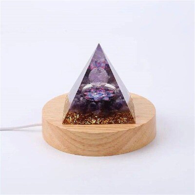 Crystals Glass Artwork Lights Base Unique Display Wooden