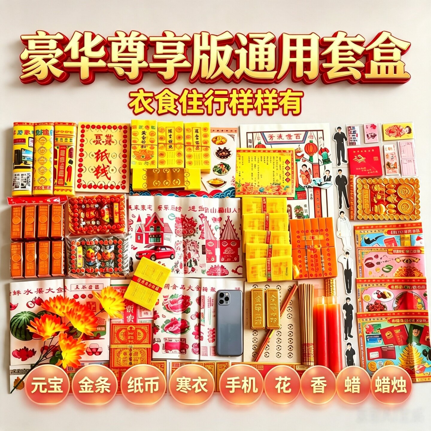大全套装纸和钱清烧周年五七中元大套餐全套明纸民俗用品卡证大全图片