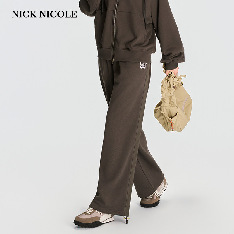 NICK&NICOLE2026年新款秋季韩版时尚小蝴蝶刺绣织带裤休闲裤休闲