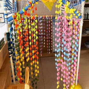 幼儿园编织区角区域隔断环创毛线手工教室装饰挂饰材料布置墙用品