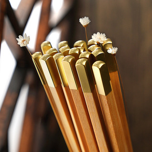 黄檀木筷子 铜头高档家用无漆无蜡防滑不易发霉木质5双10双礼盒装