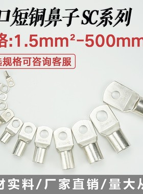 SC35-6/8/10/12窥口短铜鼻铜接头加厚SC35平方压线鼻紫铜接线端子