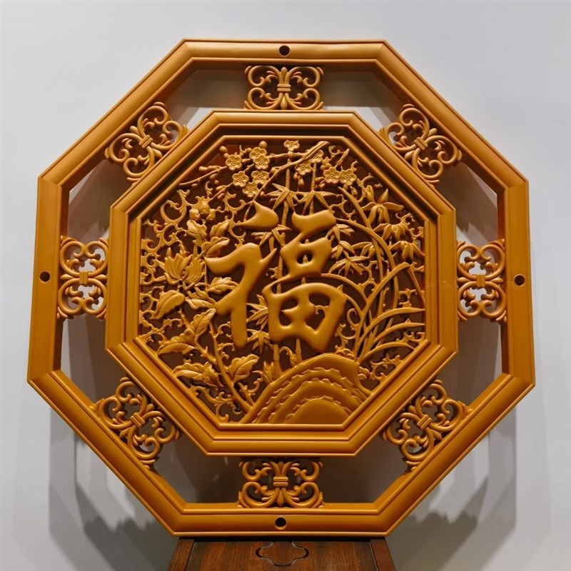 八角镂空四季福字塑料装饰仿古壁饰挂件雕花影壁墙背景墙文化透窗