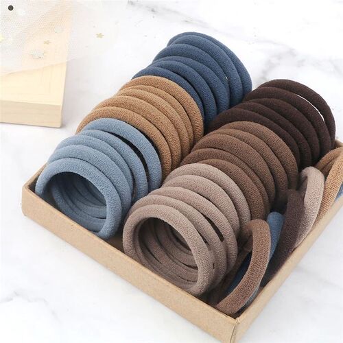 50PCS/Set Women Girls Basic Hair Bands 4cm Simple Solid Colo
