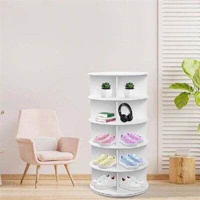 Shoe Rotating Organizer 5-Tier Rotating Shoe Storage Shelf