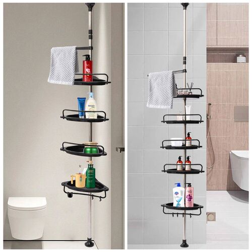 5/4-Tier Adjustable Shower Corner Shelves with Tension Pole
