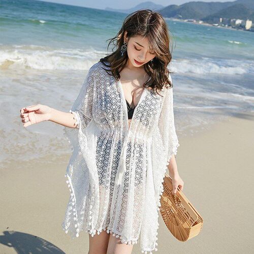 Beach Vacation Swimwear CoverUp Womens Long Relaxed Lace Bik