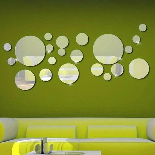26 PCs 3D Acrylic Mirror Wall er, round Mirror, DIY Bedroom,