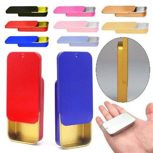 Mini Multi Color Tin Box Hand-held Feeder Sliding Cover