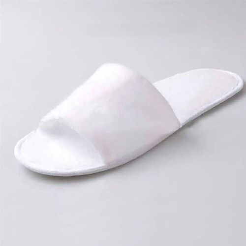 1pair Disposable Travel Hotel Slippers White Towelling Close