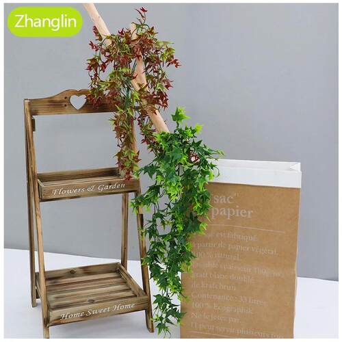 80cm Artificial Plant Red Maple Leaf Ivy Home Decor Green Cr