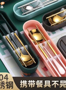Chopsticks spoon set for office workers portable cutlery box