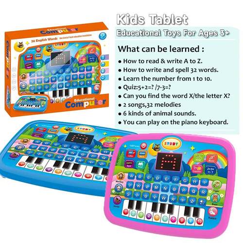 Kids Education Tablet Toy, Age 3+ Literacy Math Music Lear
