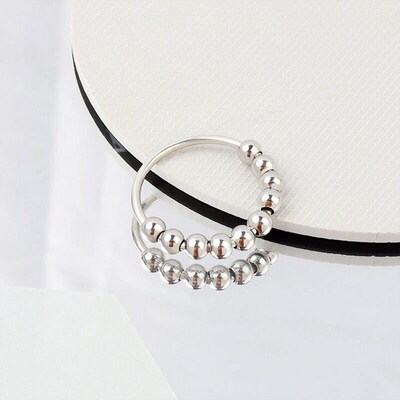 New Stainless Steel Beads Anxiety Rings Stress Relief Fidget