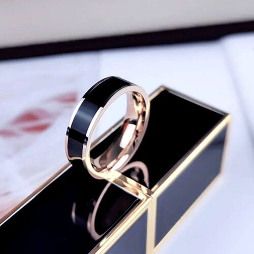 Classic Black White  Ceramic Titanium Steel Lovers Simple Fi