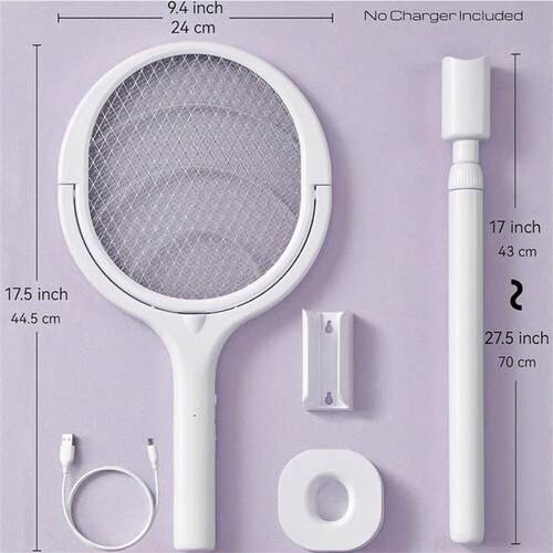 Powerful Electric Fly Swatter Bug Zapper Racket with Safety