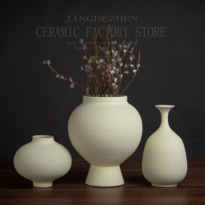 中式复古粗陶土陶罐陶瓷花瓶客厅摆件干花插花器酒店样板间装饰品,家居饰品,花瓶,淘宝优惠券,粉丝福利购,淘宝优惠卷