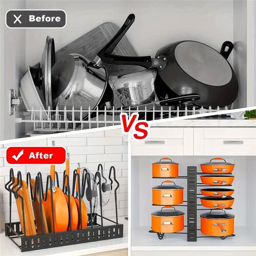 8-Tier Duty Pot Rack Organizer Durable Metal,Space-saving Ca