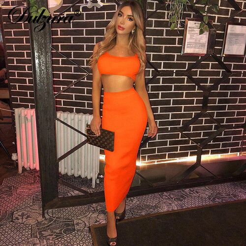 Dulzura neon ribbed knitted women two piece matching co ord