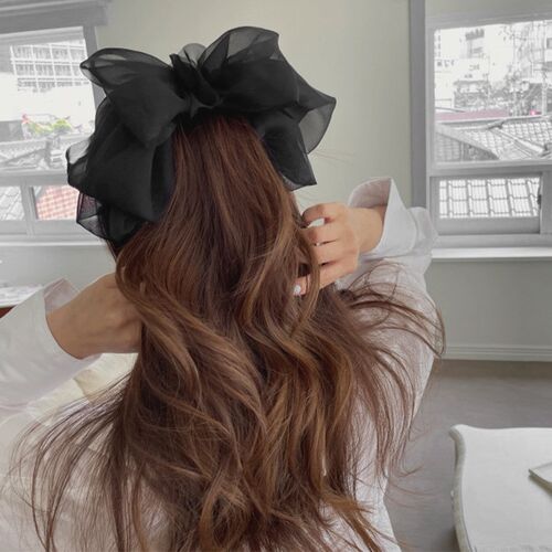 New Chiffon Bow Banana Clip High tail Hair Grip Clip Female