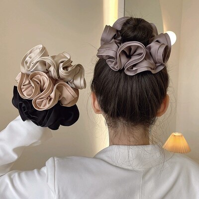 Women Silk Scrunchie Elastic Handmade Multicolor Hair Band P