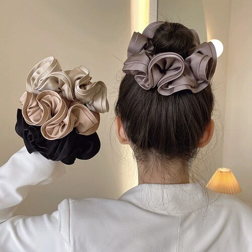 Women Silk Scrunchie Elastic Handmade Multicolor Hair Band P