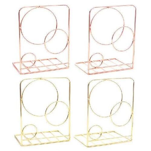 2pcs Round Circle Metal Desktop Bookends Book Ends Support